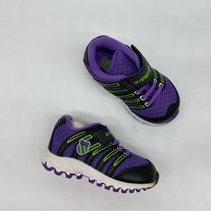 K-Swiss 23111 Tubes Run 100 Strap Mesh Running Shoe toddler Violet Green 4.5 M